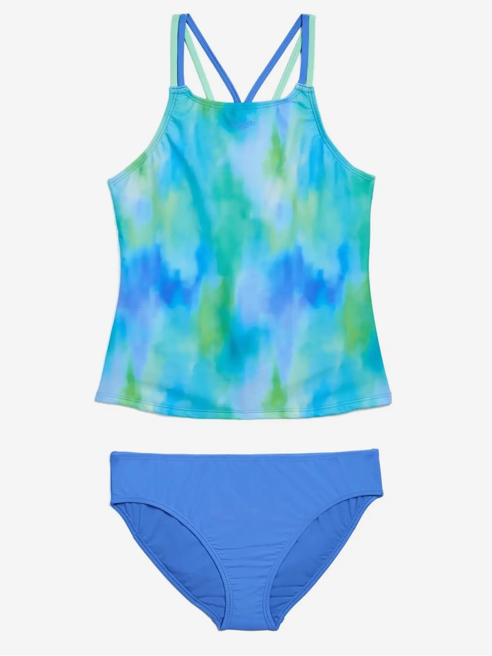 SPEEDO GIRL Swimsuit Two-Piece Tankini Thin Straps, Periwinkle Blue, Size 16 NWT